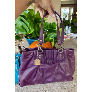Coach Ashley Gathered Leather‎ Satchel in Rare Plum Color